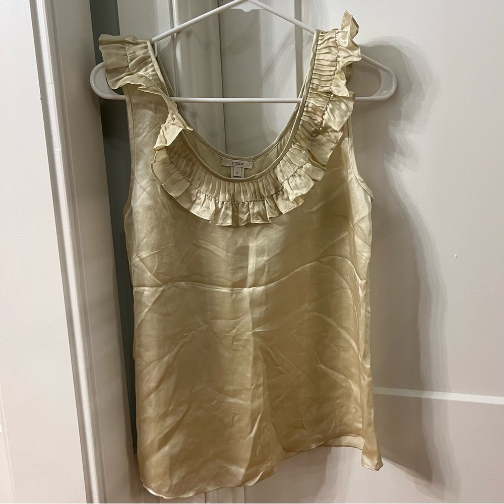 J. Crew Gold Ruffle Blouse